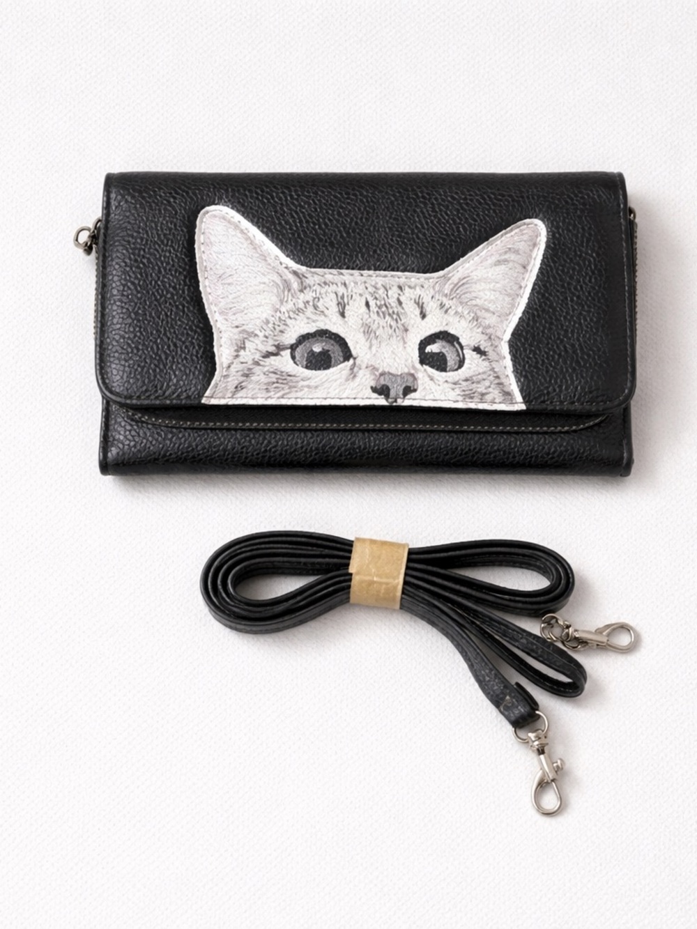 Black Cat Crossbody Wallet- Stylish Pet-Themed Accessory